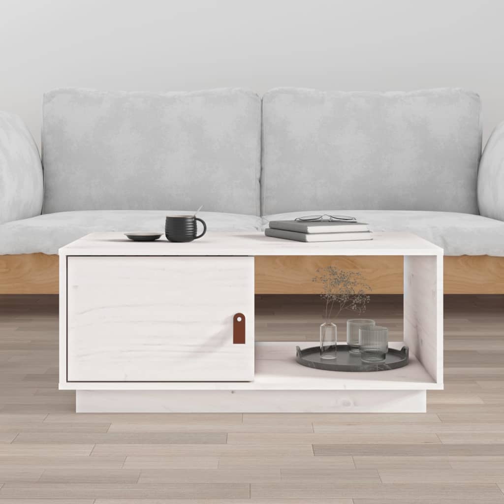 Table basse Blanc 80x50x35,5 cm Bois massif de pin - XIOS