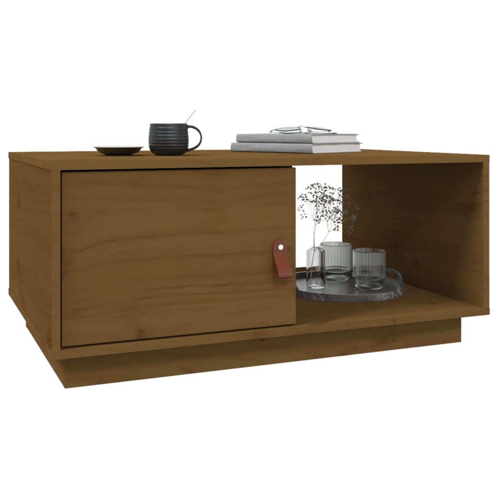 Table basse Marron miel 80x50x35,5 cm Bois massif de pin - XIOS