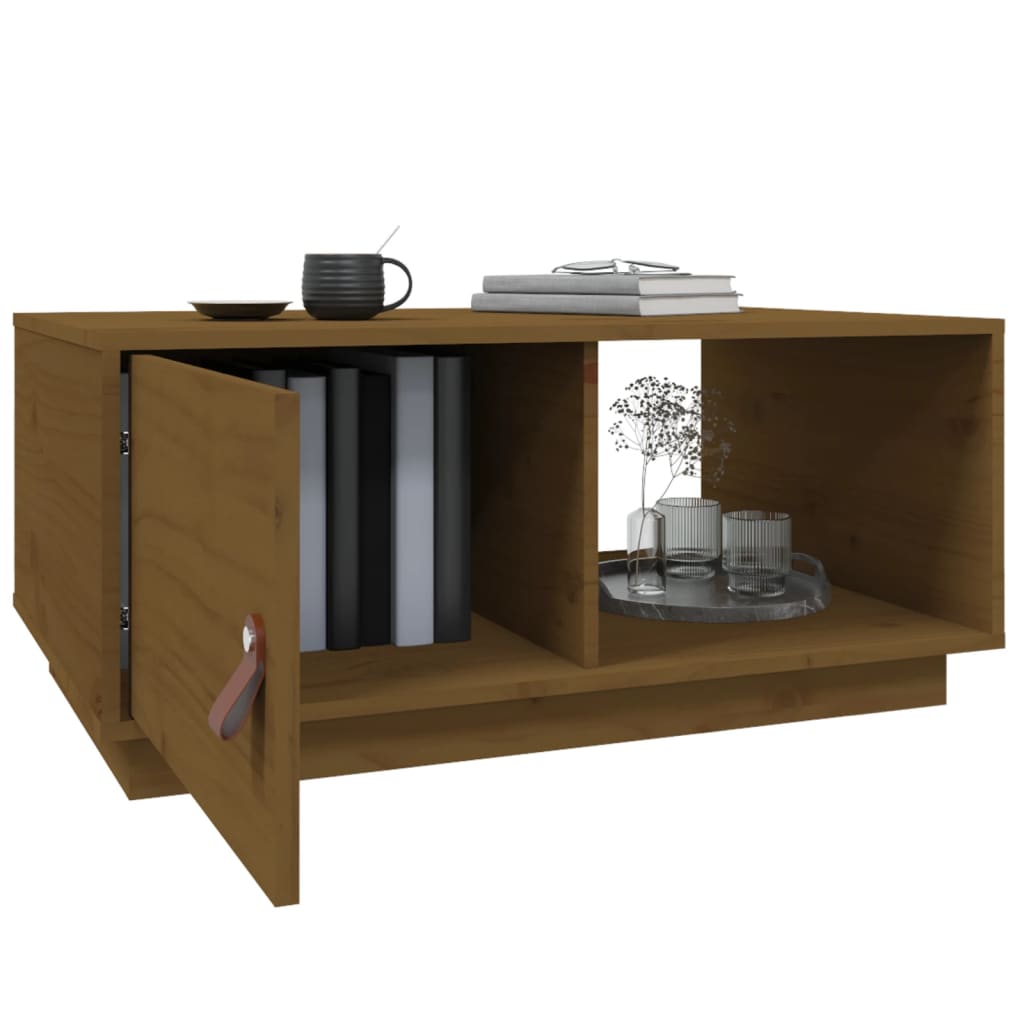 Table basse Marron miel 80x50x35,5 cm Bois massif de pin - XIOS