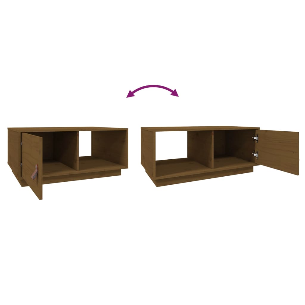 Table basse Marron miel 80x50x35,5 cm Bois massif de pin - XIOS