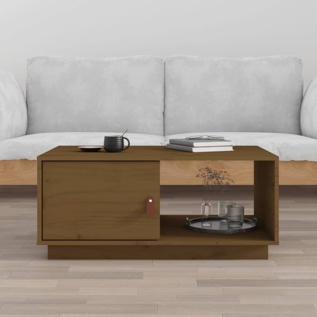 Table basse Marron miel 80x50x35,5 cm Bois massif de pin - XIOS