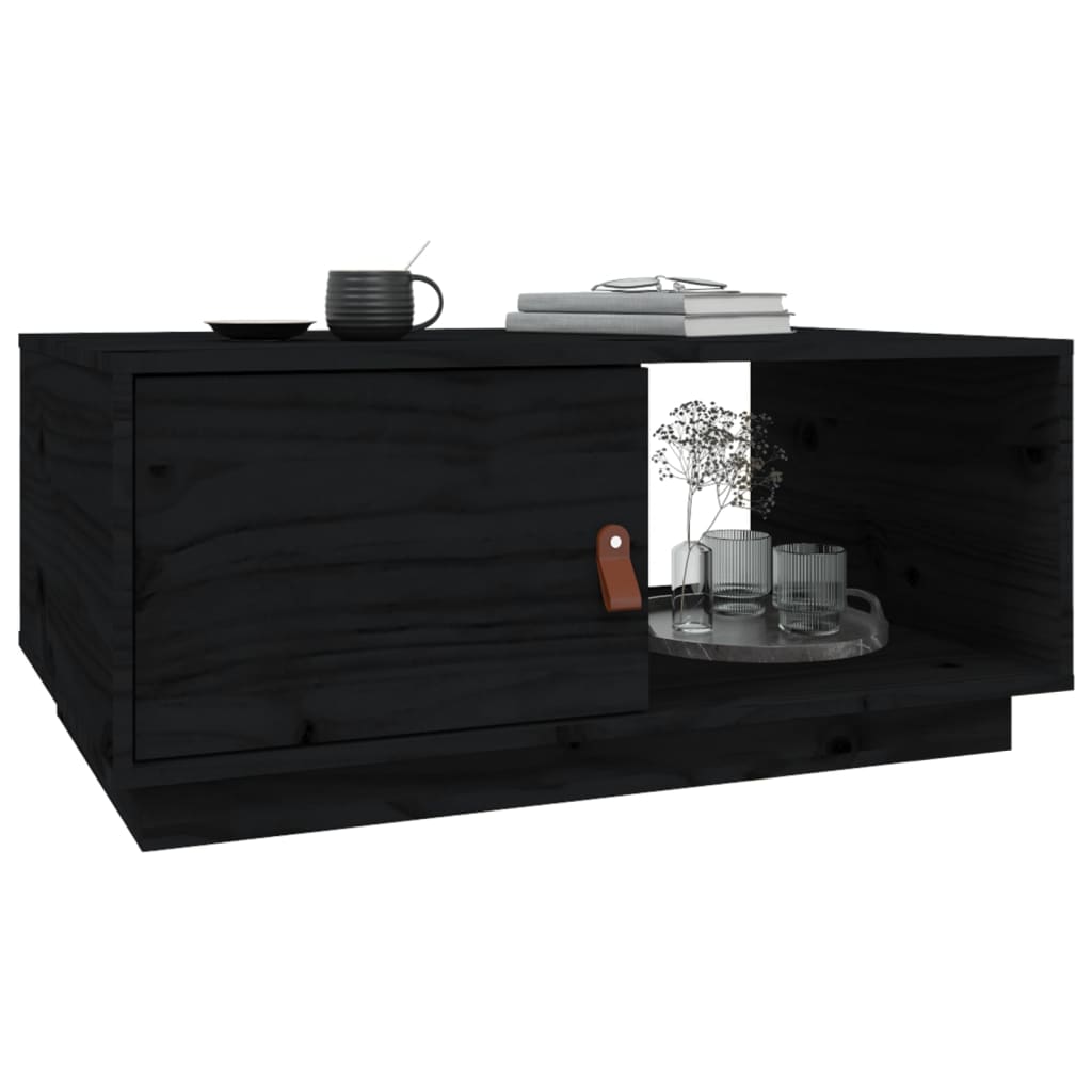 Table basse Noir 80x50x35,5 cm Bois massif de pin - XIOS