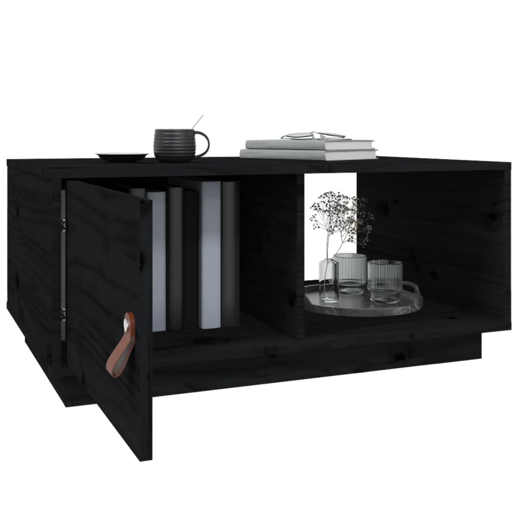 Table basse Noir 80x50x35,5 cm Bois massif de pin - XIOS