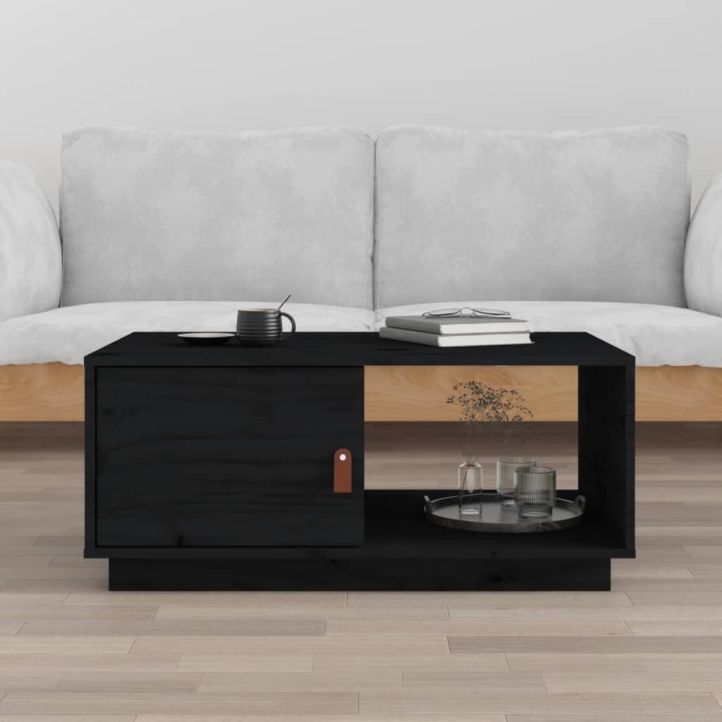 Table basse Noir 80x50x35,5 cm Bois massif de pin - XIOS
