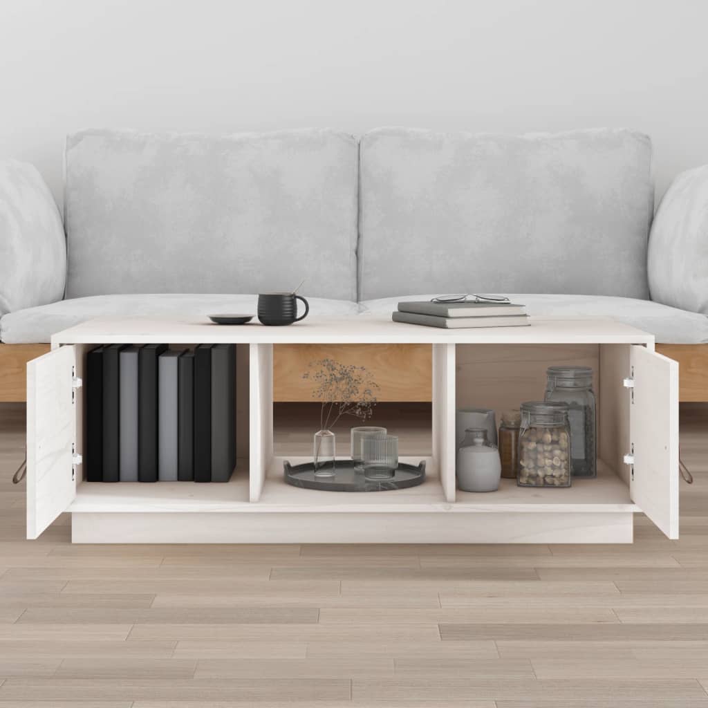 Table basse Blanc 100x50x35 cm Bois massif de pin - XIOS