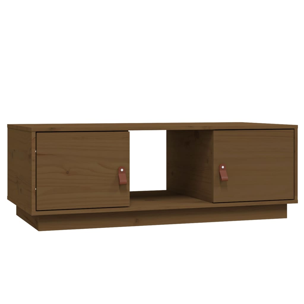 Table basse Marron miel 100x50x35 cm Bois massif de pin - XIOS
