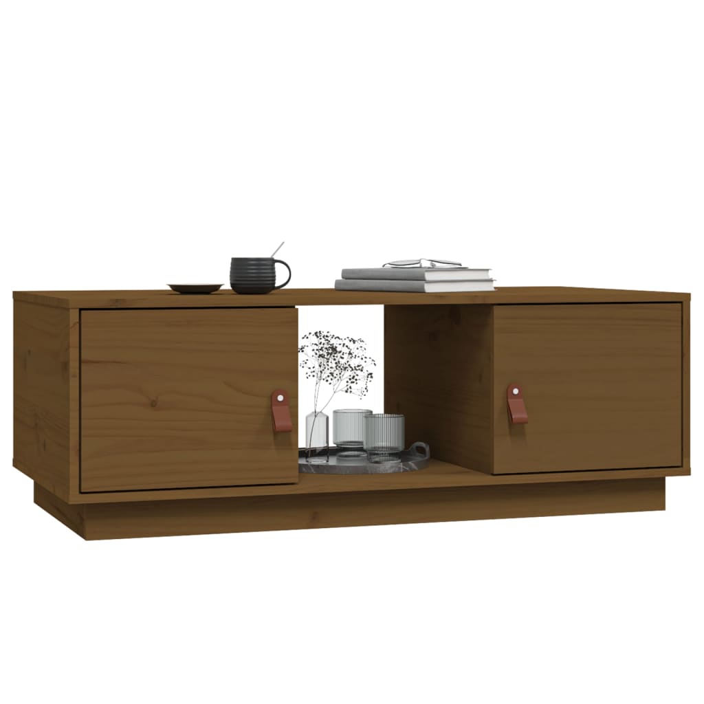 Table basse Marron miel 100x50x35 cm Bois massif de pin - XIOS