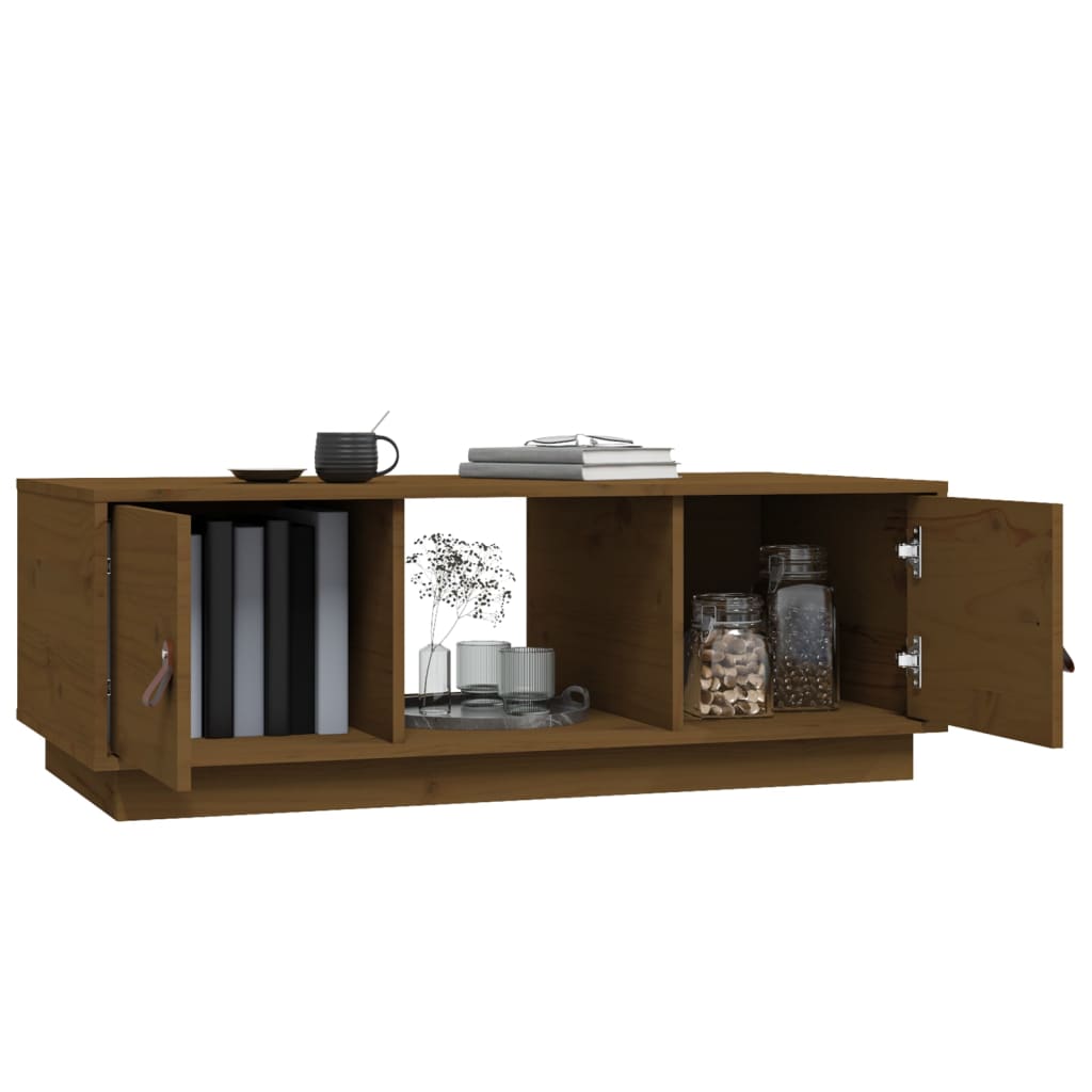 Table basse Marron miel 100x50x35 cm Bois massif de pin - XIOS