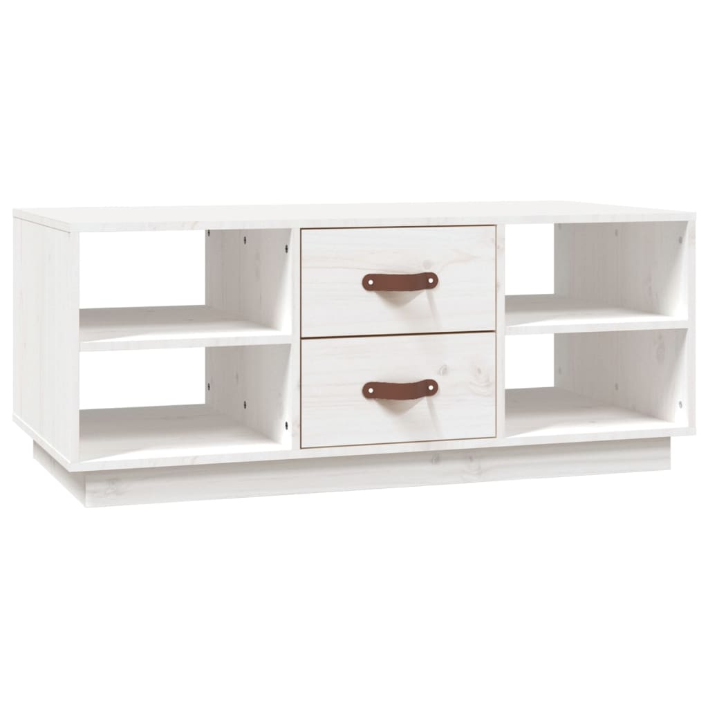 Table basse Blanc 100x50x41 cm Bois massif de pin - XIOS