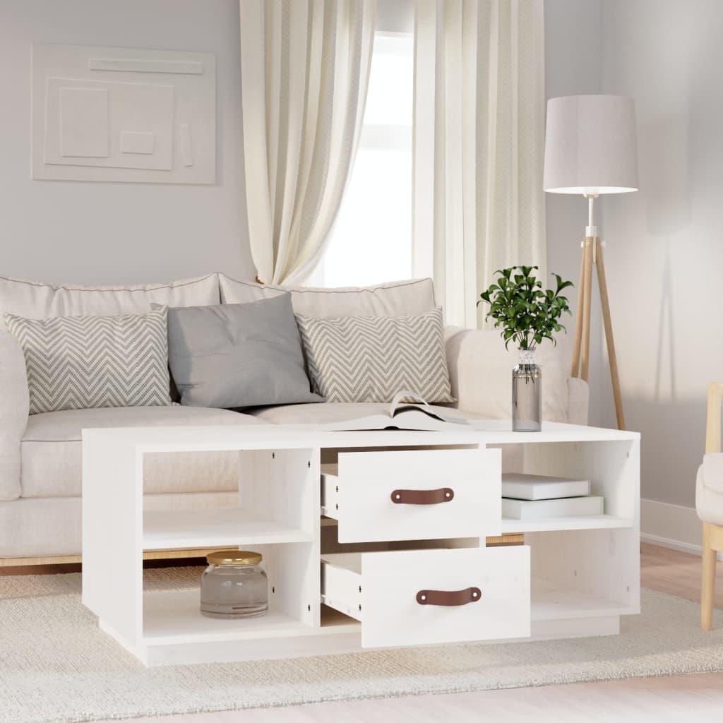 Table basse Blanc 100x50x41 cm Bois massif de pin - XIOS