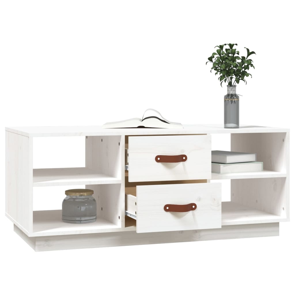 Table basse Blanc 100x50x41 cm Bois massif de pin - XIOS