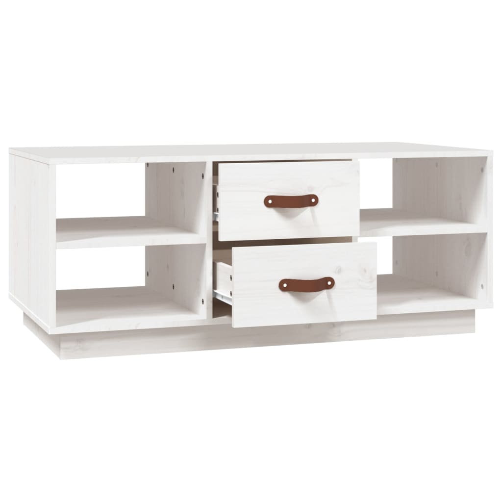 Table basse Blanc 100x50x41 cm Bois massif de pin - XIOS
