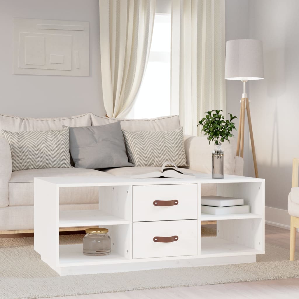 Table basse Blanc 100x50x41 cm Bois massif de pin - XIOS