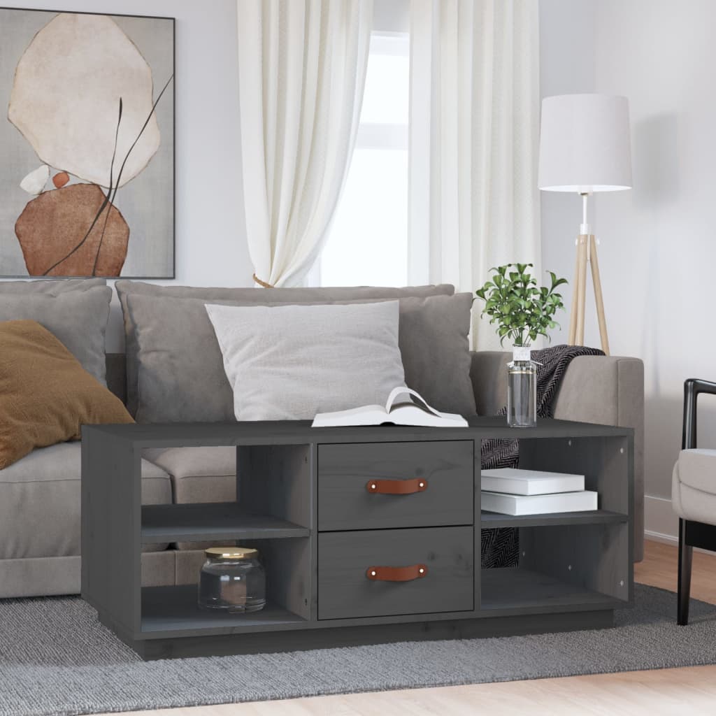 Table basse Gris 100x50x41 cm Bois massif de pin - XIOS