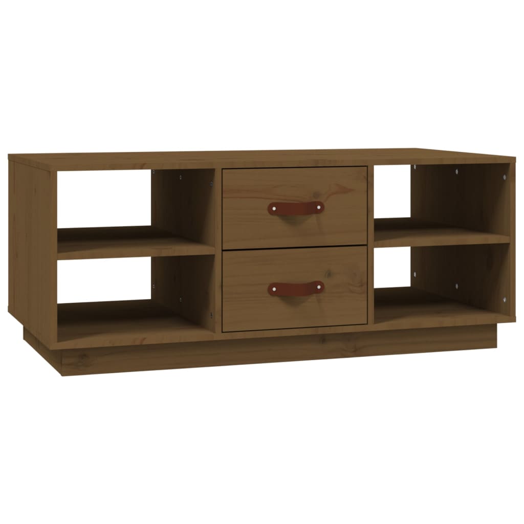 Table basse Marron miel 100x50x41 cm Bois massif de pin - XIOS
