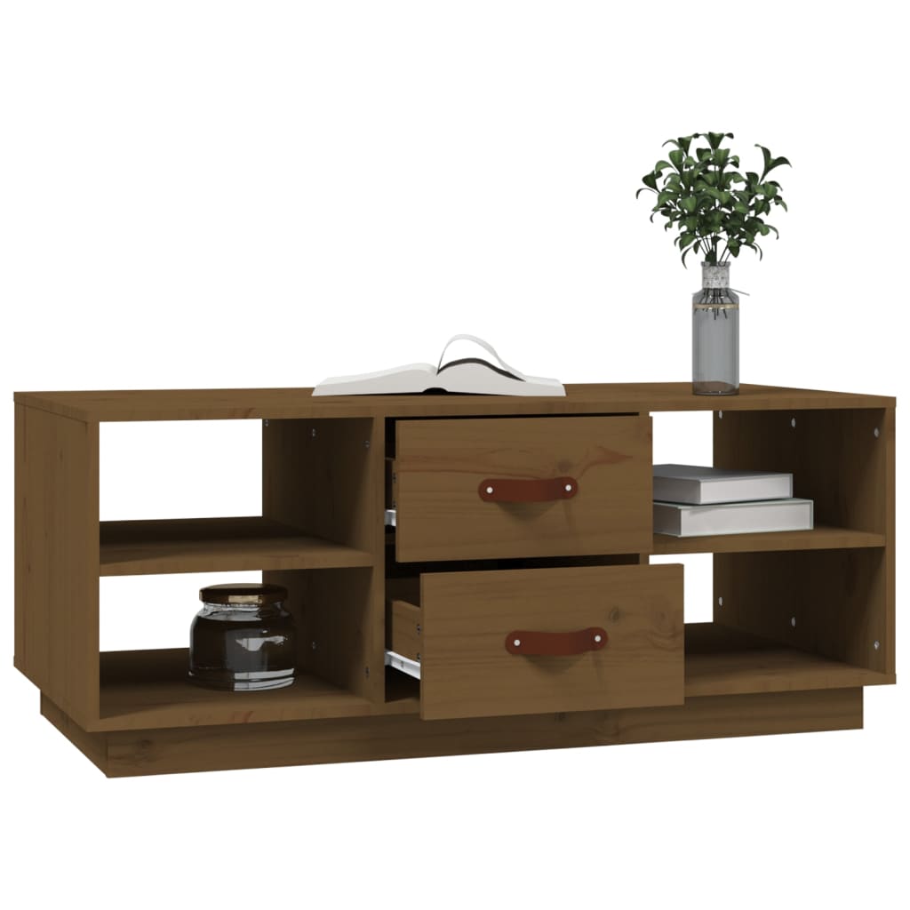 Table basse Marron miel 100x50x41 cm Bois massif de pin - XIOS