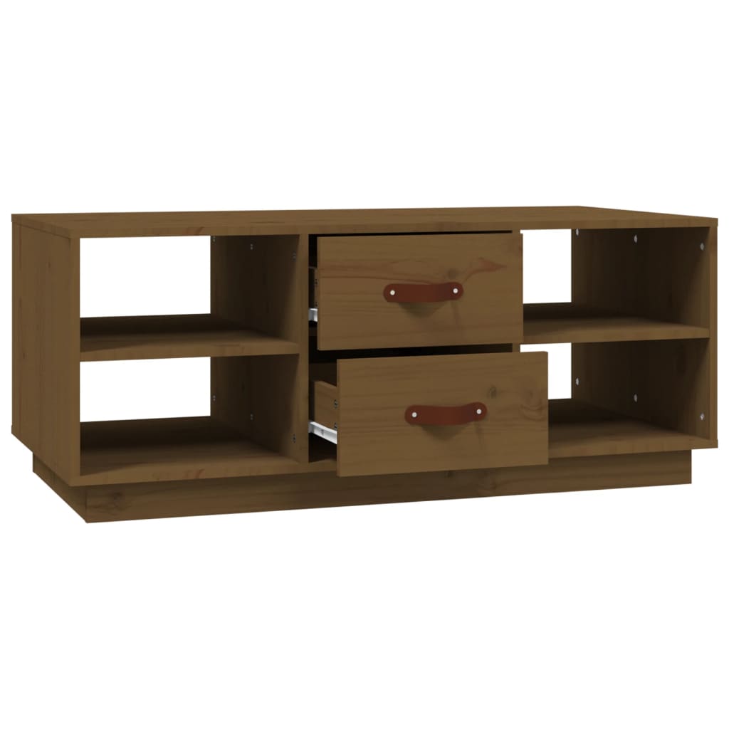 Table basse Marron miel 100x50x41 cm Bois massif de pin - XIOS