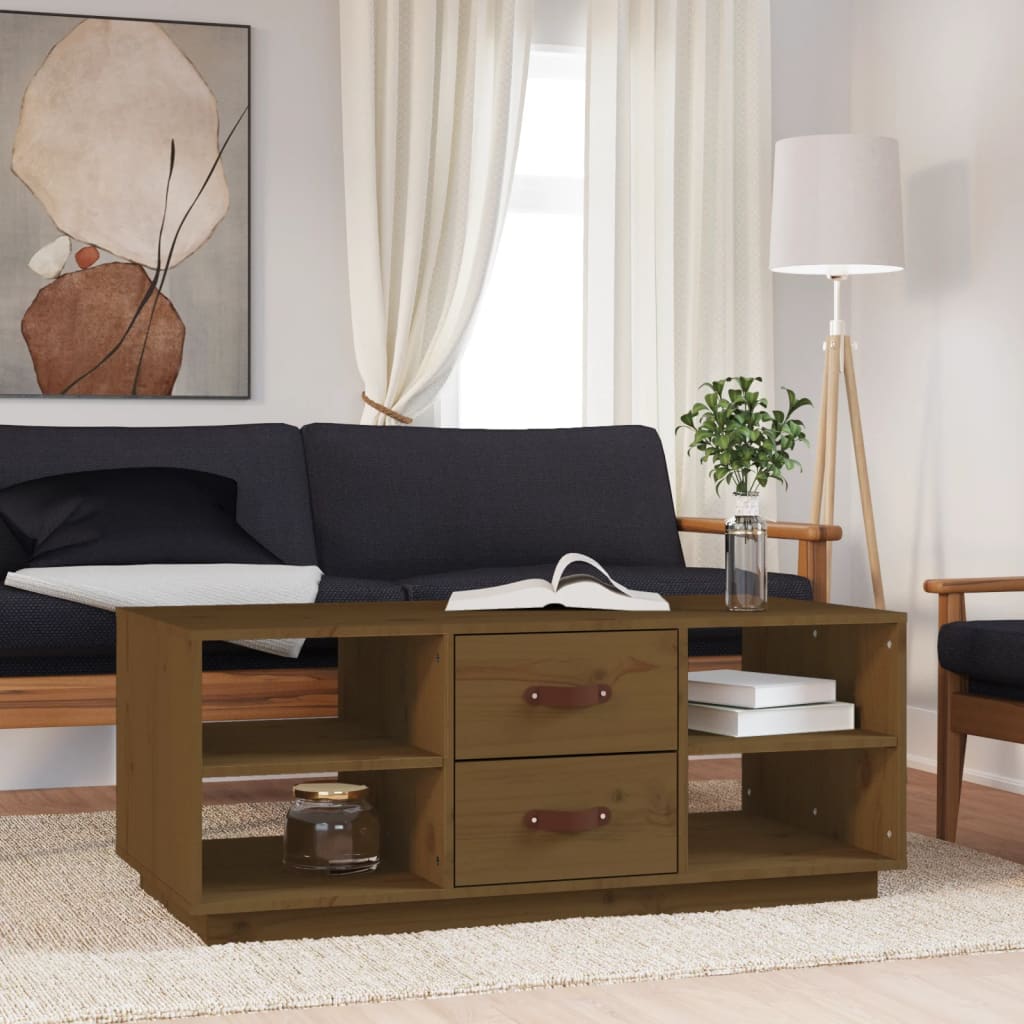 Table basse Marron miel 100x50x41 cm Bois massif de pin - XIOS
