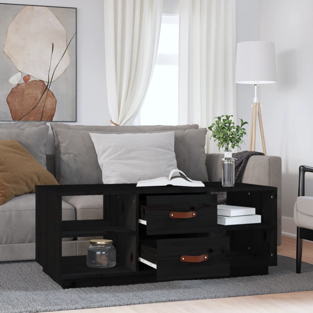 Table basse Noir 100x50x41 cm Bois massif de pin - XIOS
