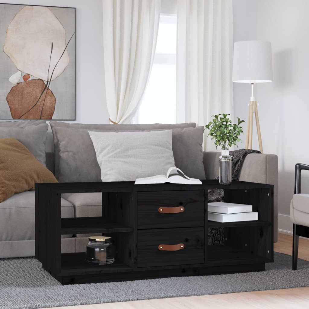Table basse Noir 100x50x41 cm Bois massif de pin - XIOS