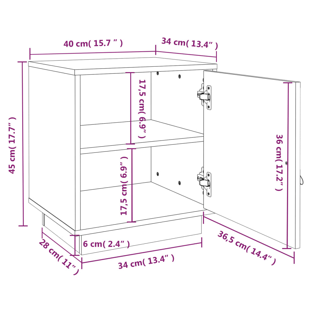 Table de chevet 40x34x45 cm Bois de pin solide - XIOS