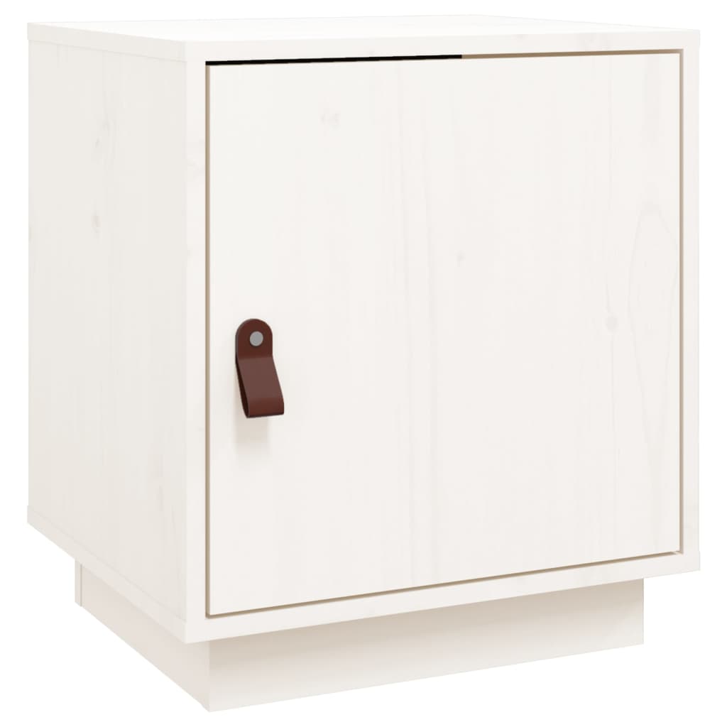 Table de chevet Blanc 40x34x45 cm Bois de pin massif - XIOS