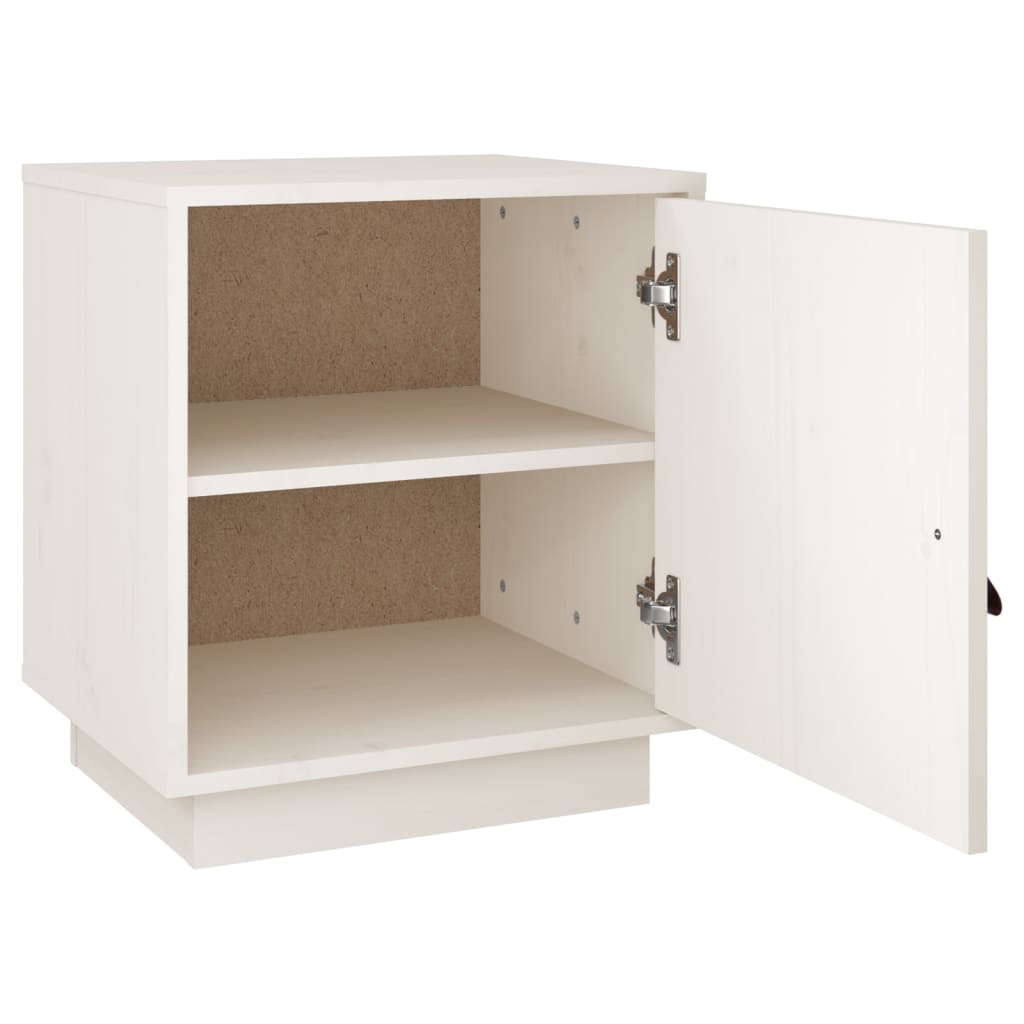 Table de chevet Blanc 40x34x45 cm Bois de pin massif - XIOS