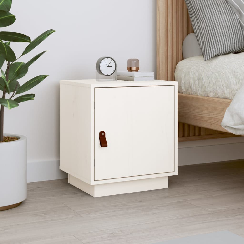 Table de chevet Blanc 40x34x45 cm Bois de pin massif - XIOS