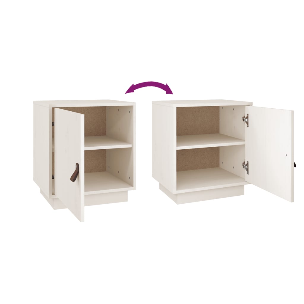 Tables de chevet 2 pcs Blanc 40x34x45 cm Bois de pin massif - XIOS