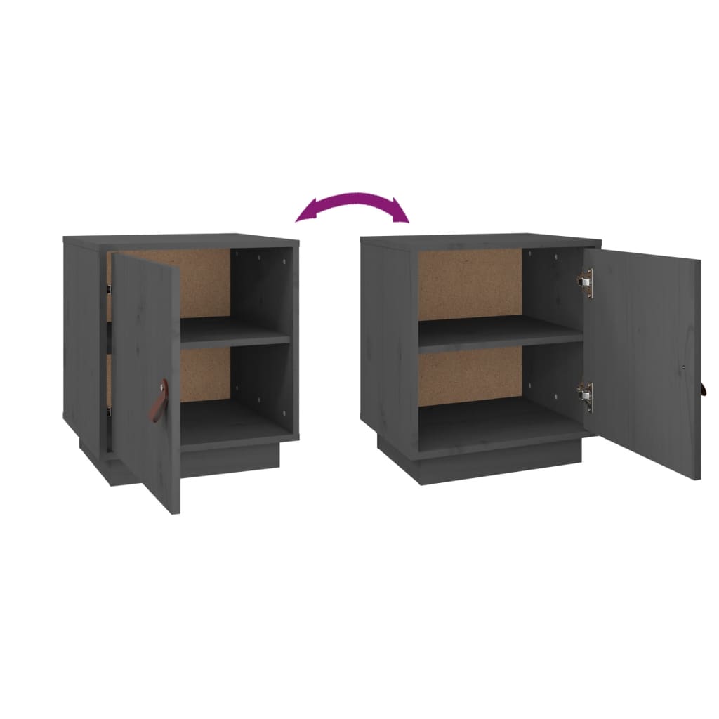 Table de chevet Gris 40x34x45 cm Bois de pin massif - XIOS