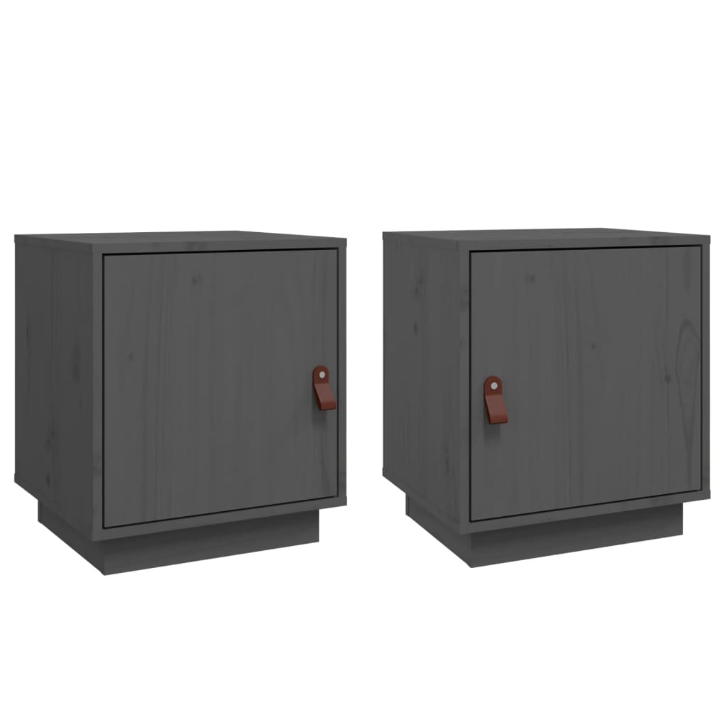 Tables de chevet 2 pcs Gris 40x34x45 cm Bois de pin massif - XIOS