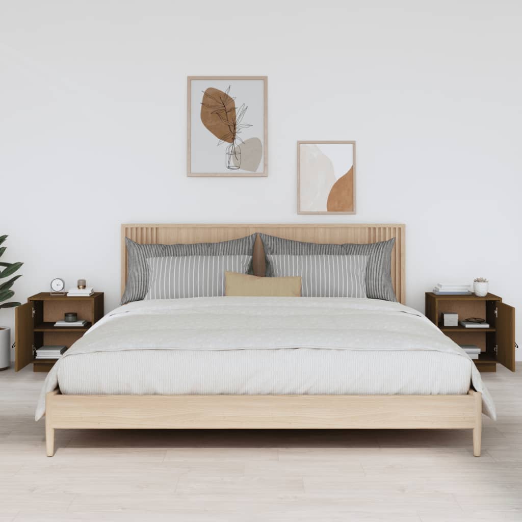 Tables de chevet 2pcs Marron miel 40x34x45cm Bois de pin massif - XIOS