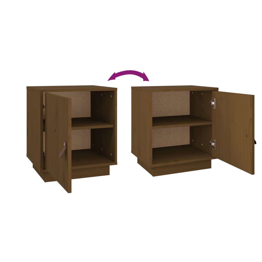 Tables de chevet 2pcs Marron miel 40x34x45cm Bois de pin massif - XIOS