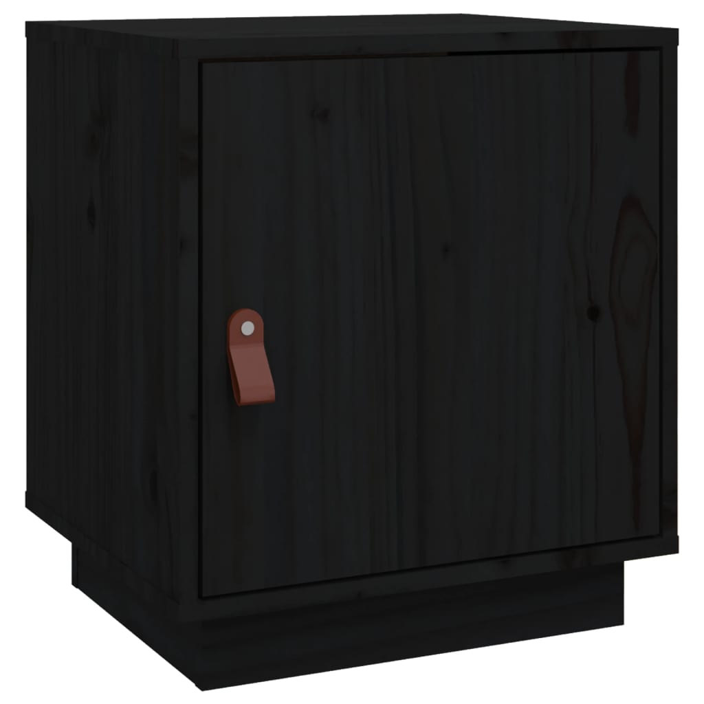 Table de chevet Noir 40x34x45 cm Bois de pin massif - XIOS