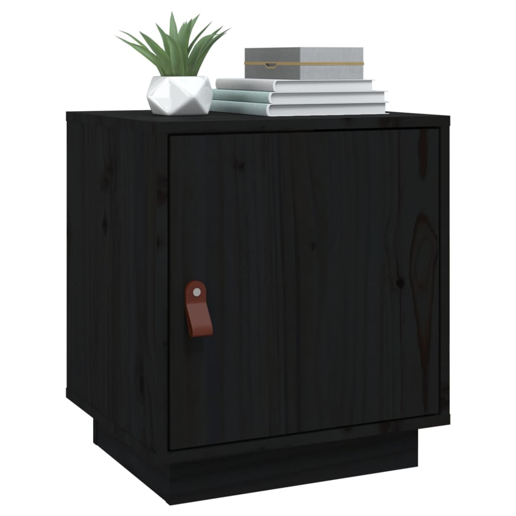 Table de chevet Noir 40x34x45 cm Bois de pin massif - XIOS
