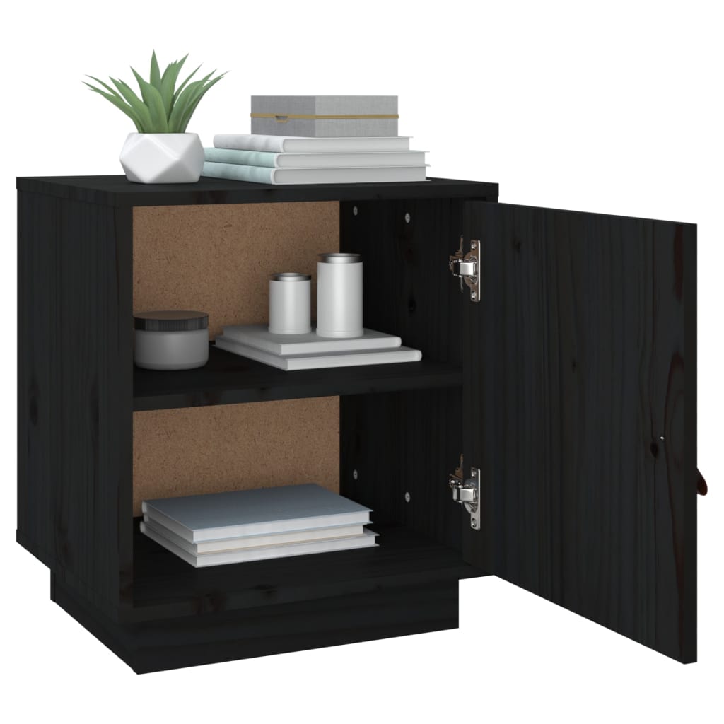 Table de chevet Noir 40x34x45 cm Bois de pin massif - XIOS