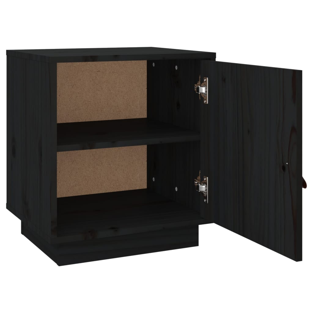 Table de chevet Noir 40x34x45 cm Bois de pin massif - XIOS