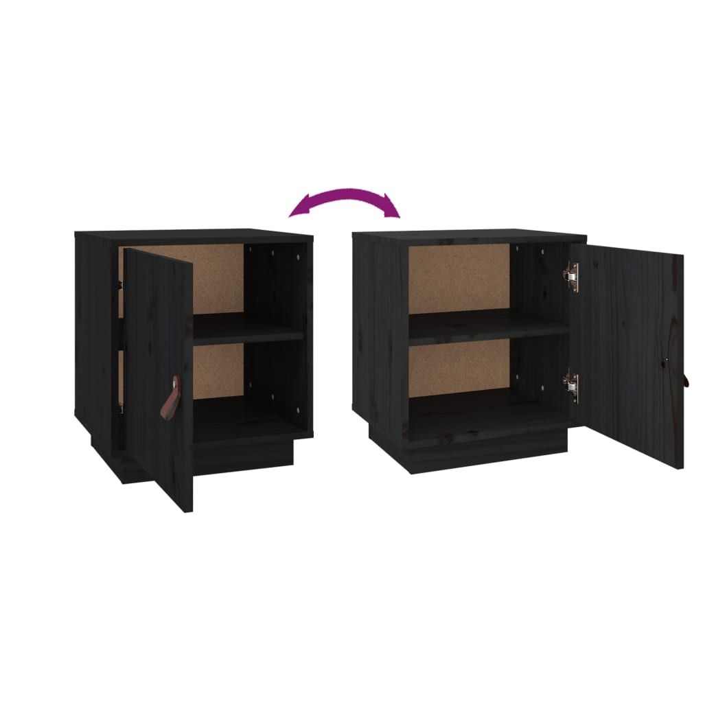 Table de chevet Noir 40x34x45 cm Bois de pin massif - XIOS