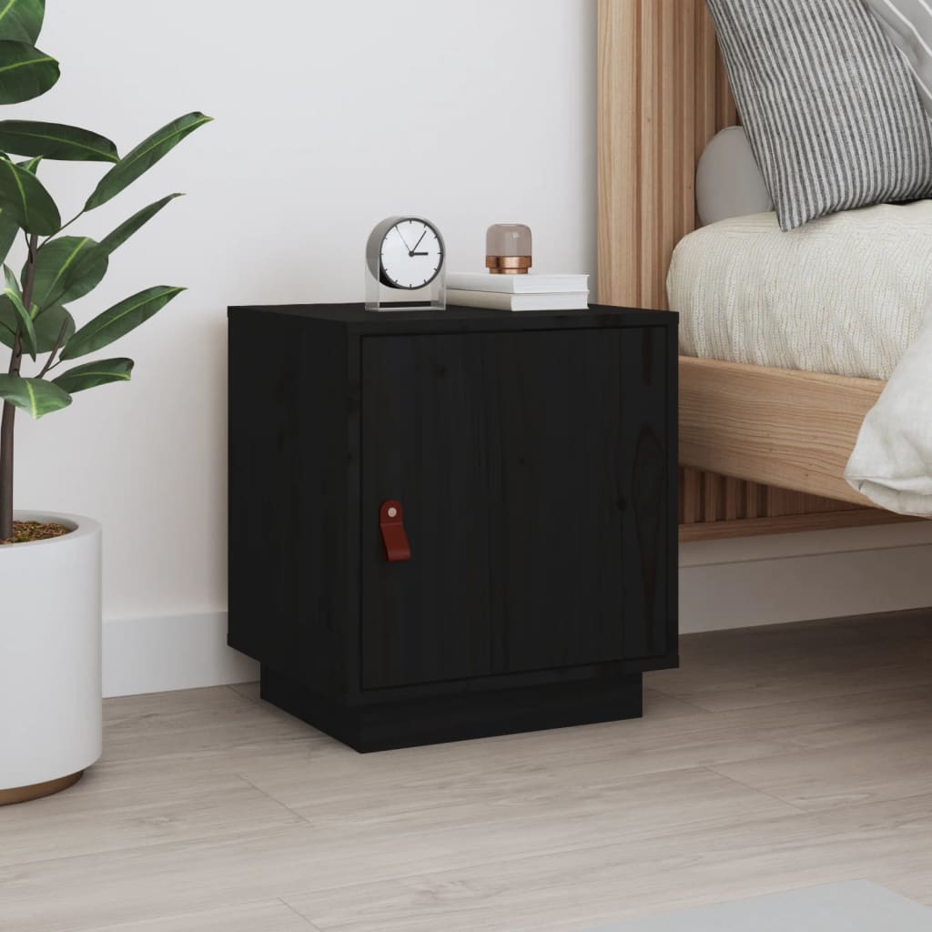 Table de chevet Noir 40x34x45 cm Bois de pin massif - XIOS