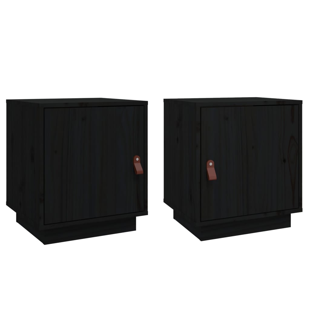 Tables de chevet 2 pcs Noir 40x34x45 cm Bois de pin massif - XIOS