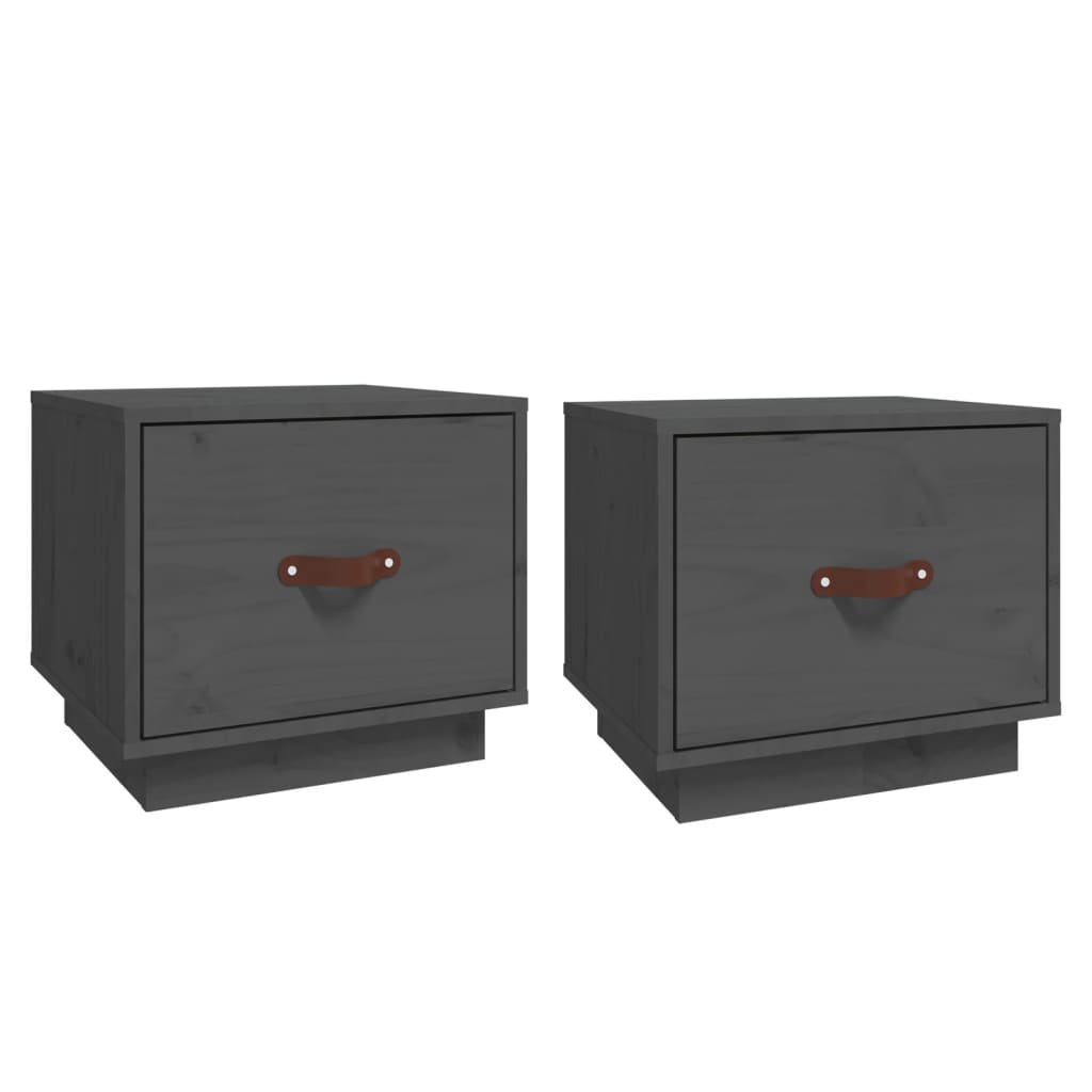 Tables de chevet 2 pcs Gris 40x34x35 cm Bois de pin massif - XIOS