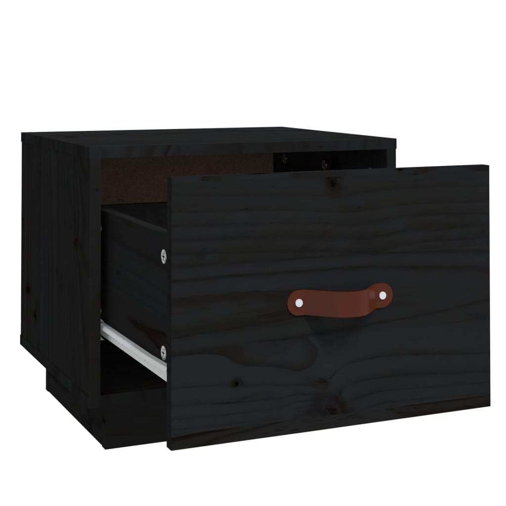 Table de chevet Noir 40x34x35 cm Bois de pin solide - XIOS