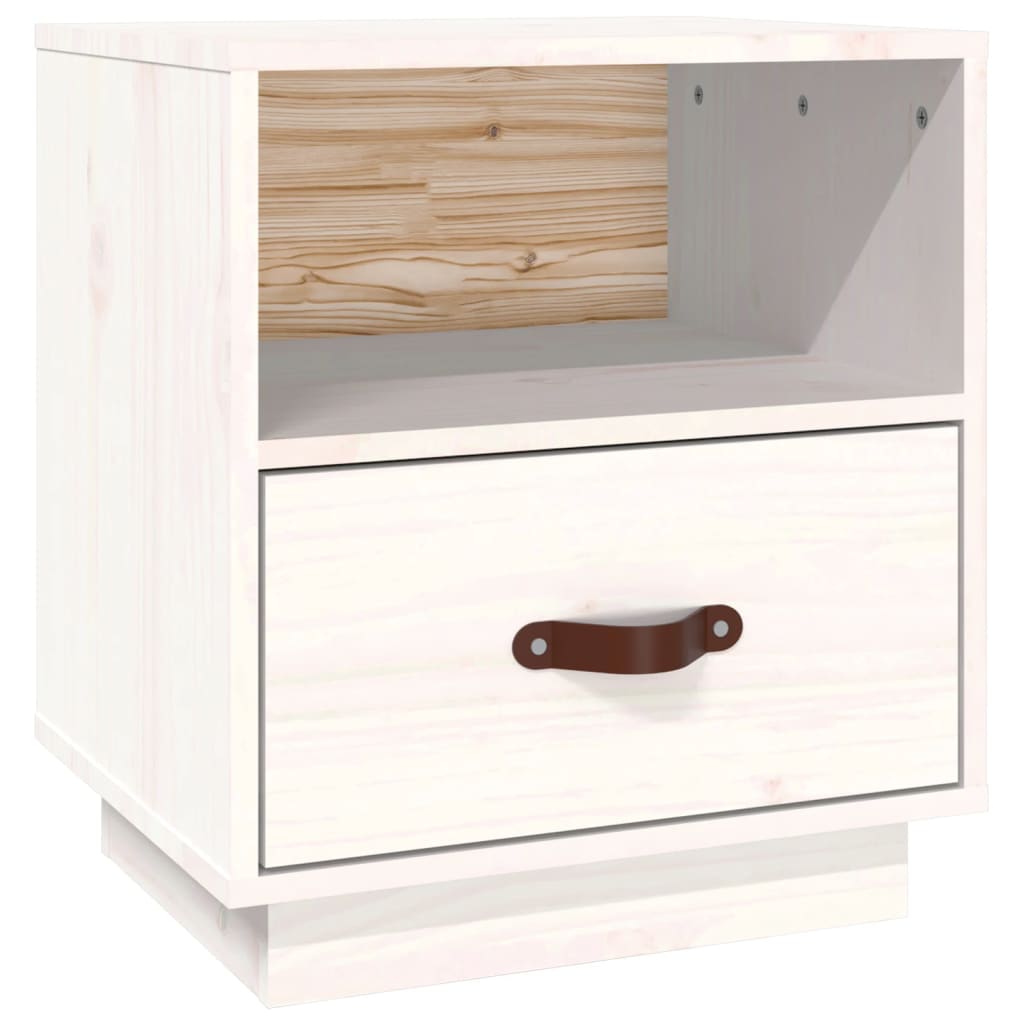 Table de chevet Blanc 40x34x45 cm Bois de pin massif - XIOS
