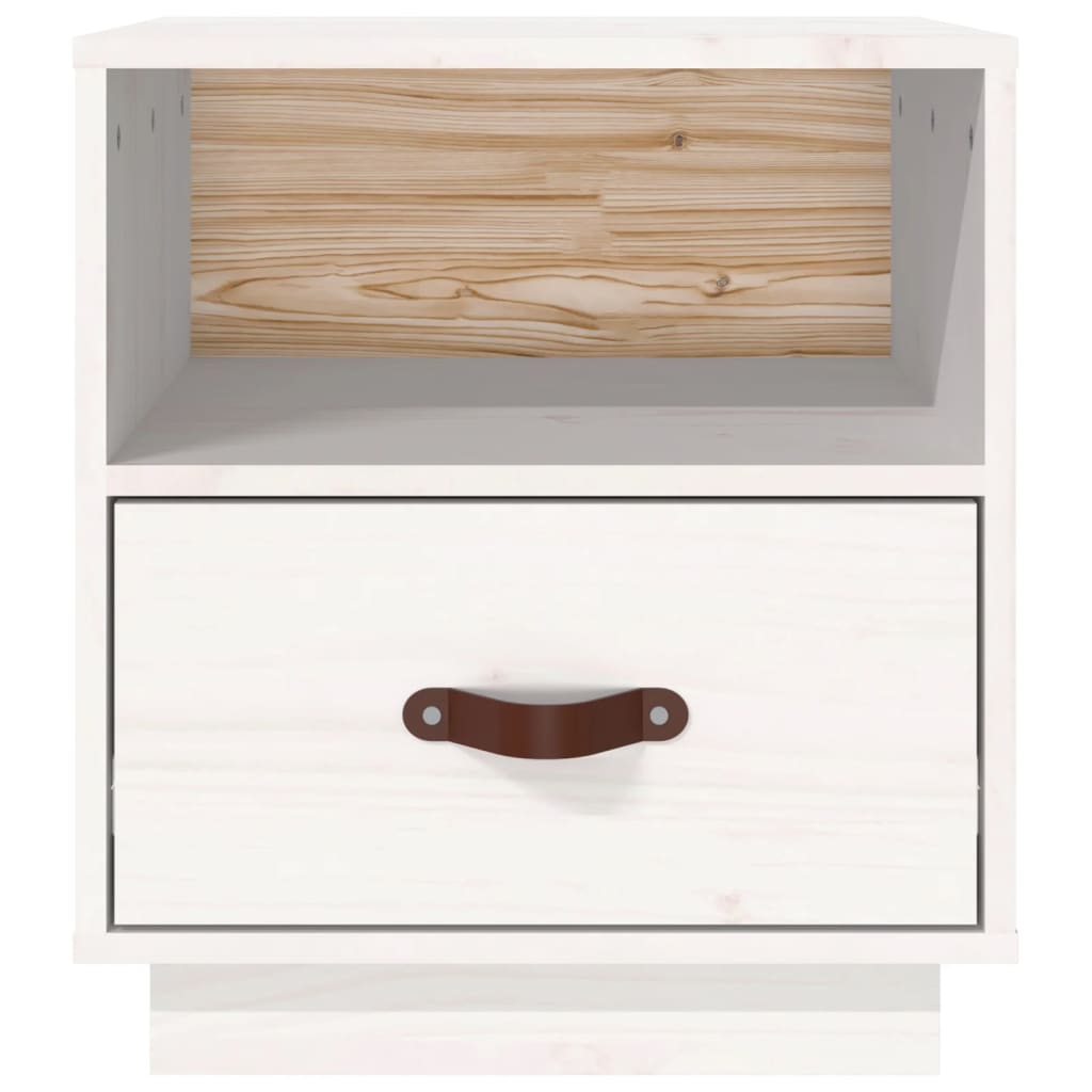 Table de chevet Blanc 40x34x45 cm Bois de pin massif - XIOS