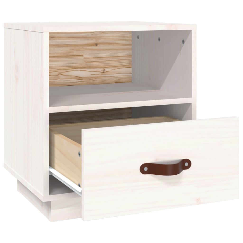 Table de chevet Blanc 40x34x45 cm Bois de pin massif - XIOS