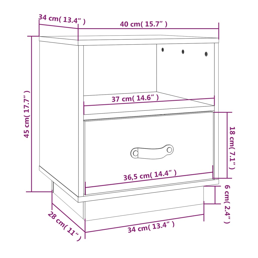 Tables de chevet 2 pcs Blanc 40x34x45 cm Bois de pin massif - XIOS