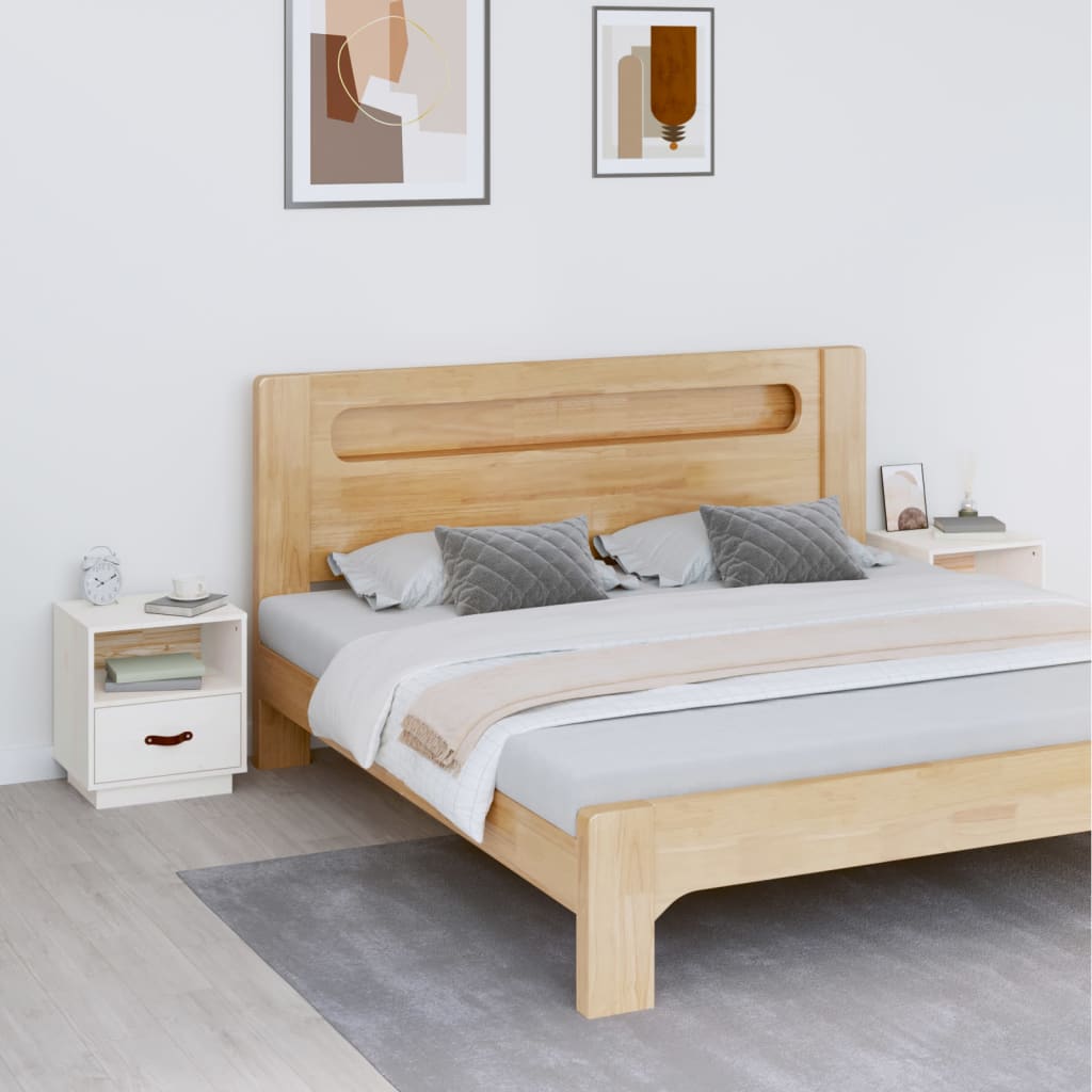 Tables de chevet 2 pcs Blanc 40x34x45 cm Bois de pin massif - XIOS