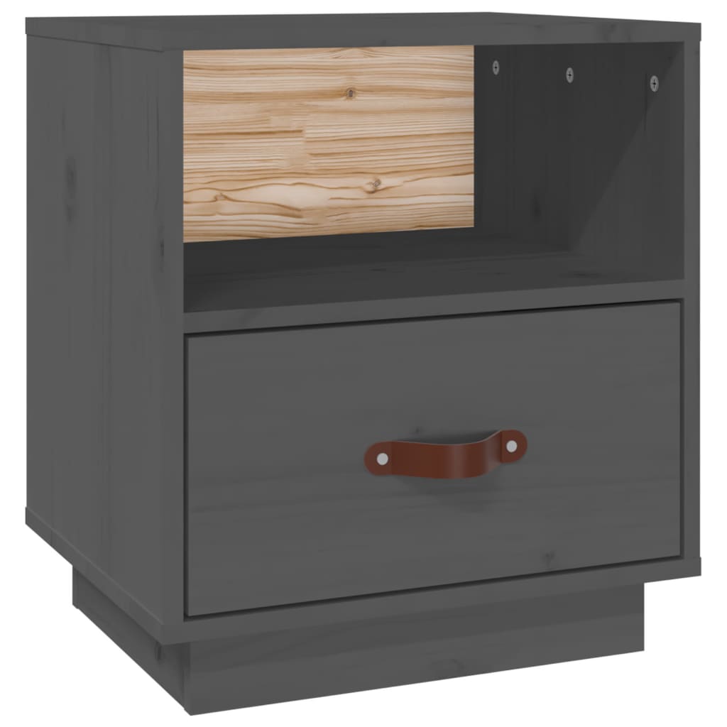 Table de chevet Gris 40x34x45 cm Bois de pin massif - XIOS
