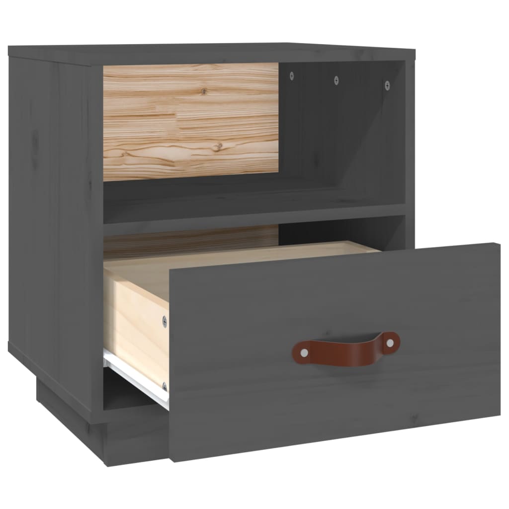 Table de chevet Gris 40x34x45 cm Bois de pin massif - XIOS