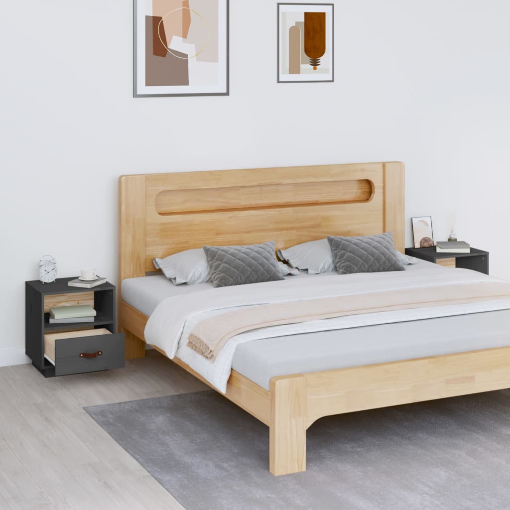 Tables de chevet 2 pcs Gris 40x34x45 cm Bois de pin massif - XIOS